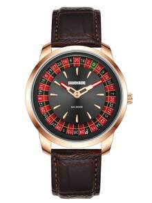 1 件男士轮盘式表盘小众百搭休闲石英表，适合日常佩戴和送礼 - 均碼 - 查看 6