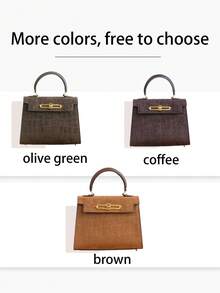 2026秋冬复古哑光高端时尚女士手提包，优雅通勤手提包，OL通勤多功能工作包，奢华别致小方包，女士单肩斜挎包 - 彩色 - 查看 7