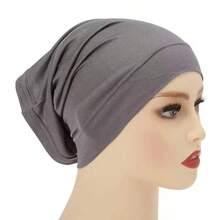 1件装女士穆斯林内衬头巾帽面纱长款针织头巾，轻盈透气，适合日常佩戴，多种颜色可选，可作睡帽使用。 - 彩色 - 查看 10