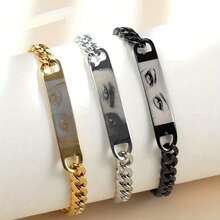 Customized Product: 1 Piece Of Fashionable Stainless Steel Women's Chain Bracelet, Card Bracelet, Personalized Picture. Your Eyes Are Suitable For Valentine's Day Gift - Multicolor - View 3