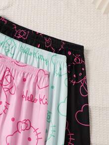 Sanrio 三条装三丽鸥Hello Kitty女士休闲睡裤，轻薄透气，适合春、夏、秋季穿着。 - 彩色 - 查看 4
