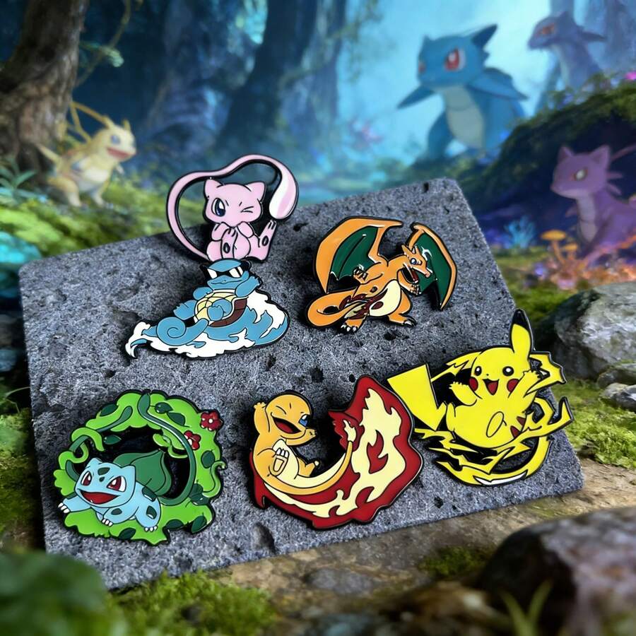 pokemon Logo Anime Brooch Set - Enamel Metal Pins, Can Be Used As Clothing And Backpack Accessories, Creative Gift Peripheral Badges, Badges - Multicolor - View 1