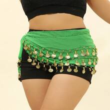 1 pieza Cadena para la cintura de baile, accesorio de baile del vientre de estilo hip hop callejero con monedas doradas cosidas a mano, multicolor, de tela metálica, decorativo y sexy para la cintura y falda, estilo bohemio y retro, para fiestas, vida nocturna, atuendos de playa, ropa y accesorios de festival - Multicolor - Ver 16