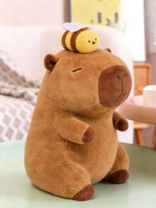 Peluche Grande de Capibara con Abeja en la Cabeza, Muñeco de Peluche Súper Suave y Esponjoso, Diseño Kawaii y Adorable, Textura Aterciopelada de Alta Calidad, Ideal para Abrazar, Dormir o Decorar, Peluche Tierno Antiestrés, Perfecto como Regalo Original para Niñas, Niños y Adultos, Decoración Acogedora para Habitación, Sala o Espacios Aesthetic, Compañero de Descanso y Relajación para Todas las Edades - Camel - Ver 3