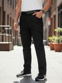 Pantalon cargo con bolsas al costado de gabardina tipo tactico - Negro - Ver 1