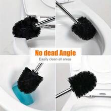 一套带不锈钢手柄、耐用硬毛的马桶刷，适用于浴室清洁，白色/黑色 - 彩色 - 查看 10