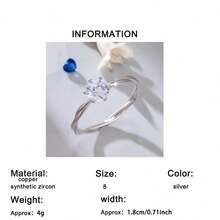 1枚女士优雅简约百搭精致经典六爪圆形合成立方氧化锆订婚戒指，适合婚礼、订婚，是情人节求婚的完美理想礼物 - 銀色 - 查看 11