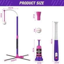 HYES 4 In 1 T Ball Sets For Kids 3-5 With Toss And Catch Ball Set, Hanging Tee Stand With Auto Pitching Machine/ 2 Bats, Indoor Outdoor Toys Baseball Gifts For Toddler Boys Girls, Purple - 4in1-purple - View 8