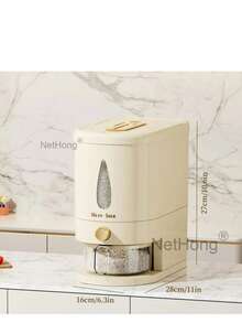 Large Airtight Rice Dispenser 5/10kg Storage Container, Kitchen Food Sealed Box - White - View 9