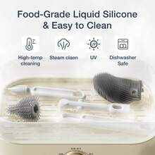 六合一硅胶奶瓶刷套装，包含奶嘴刷、吸管清洁工具和奶瓶口刷。 - 淺灰色 - 查看 7