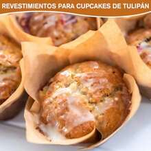 Taza de papel para hornear tulipán 200 unidades moldes para cupcakes de tulipán estándar envoltorios para cupcakes a prueba de grasa para fiestas Navidad - Dorado - Ver 4