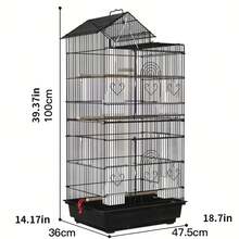 Jaula Extra Alta de 100 cm para Loros, Cacatúas y Agapornis - Aviario Multinivel con Malla de Alambre Soldado, Amplio Área de Vuelo, Base Robusta - Ideal para Hogar, Veterinaria o Cría - Fácil Montaje y Limpieza, Diseño Elegante, Construcción Duradera, Hábitat para Aves, Amantes de las Aves - H - Ver 4