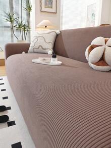 1pc Classic Elastic Fitted Sofa Slipcovers With T-Cushion Design - Machine Washable Polyester Throw Cover With Antibacterial And Soft Features For Armchair, Loveseat, 3-Seater, And 4-Seater Sofas - Brown - View 7