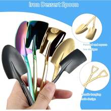 Bộ 5 thìa kem bằng thép không gỉ, thiết kế hình muỗng độc đáo, thích hợp dùng cho món tráng miệng, trà, cà phê, tại nhà, nhà bếp, nhà hàng. - Nhiều màu - Xem 11