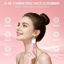 Stepcare Silicone Face Scrubber Blackhead Scraper Rechargeable 2-In-1 Facial Cleansing Brush & Skin Spatula Duo, IPX7 Waterproof Exfoliating Massager Deep Cleansing For Women And Men(Peachy Pink) - Baby Pink - View 11