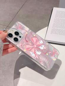 INS新款时尚闪亮扎染渐变可爱兔子蝴蝶结星空节日甜美风格手机壳，兼容 17 Pro Max/16 Pro Max 15 14 13 12/11，独特少女风保护套 - 彩色 - 查看 3