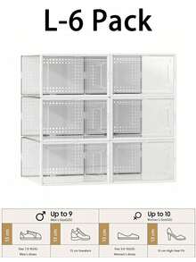 12-Pack Plastic Stackable Shoe Box Set - Clear | Foldable Shoe Storage Container | Sneaker Bins | Shoe Rack Box | Transparent | Portable Stacking Shoe Boxes Front Open - trắng - Xem 15