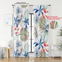 2 szt. Tropikalne rośliny, drukowane w 2D, półciemne, dekoracyjne zasłony do salonu i sypialni - Wielokolorowe - Zobacz 3
