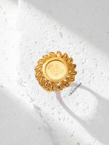 女士可调节金色玫瑰花戒指 - 金黃色 - 查看 2