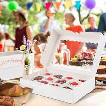 10pcs/1pc Bread Box With Window, Size 12 X 8 X 2.5 Inches, Large White Cookie Box, Self-Popping Candy Box, Suitable For Pies, Cakes, Muffins, Donuts And Pastries, For Party, Holiday, Wedding, Birthday And Other Occasions - White - View 3
