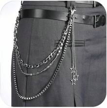 Pants Chain For Men Jean Chains For Women Y2K Star Jean Pocket Chain For Pants Biker Hip Punk Chains Silver Y2K Jewelry For Women Accessory  Fashion For Music Festival Concert Cosplay - A12- Y2K 星星 - 銀色 - 查看 8