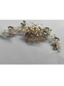 1件装女士优雅手工金属叶片粘土花朵配仿珍珠发梳，新娘婚礼派对发饰，发髻延长发饰，发型发夹，头部饰品，女士发饰 - 彩色 - 查看 11