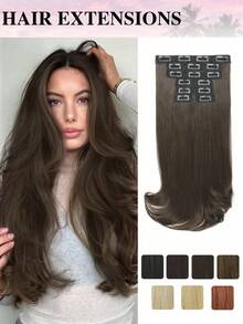 18-Inch Natural Wavy Clip-In Hair Extensions, Layered Cut For Women, Lightweight And Natural Synthetic Hair Pieces With Thin And Soft Invisible Hair Net. - Multicolor - View 1