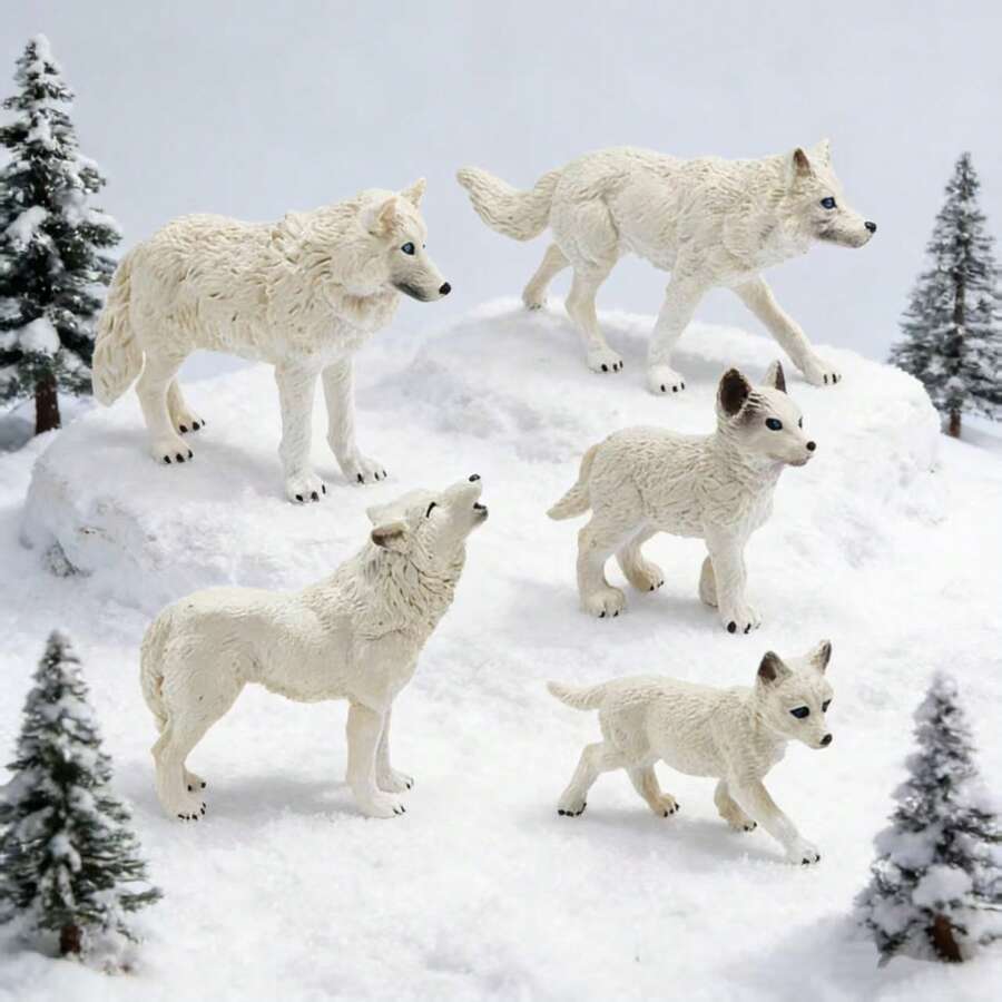 Tượng sói Bắc Cực thu nhỏ, mô hình đàn sói hoang dã mini để trang trí nhà cửa, chất liệu nhựa, đồ thủ công trang trí nghệ thuật nhà cửa, trang trí phòng khách, lối vào, tủ TV, quà tặng bạn bè, quà tặng hoàn hảo cho Ngày của Cha. - Nhiều màu - Xem 1