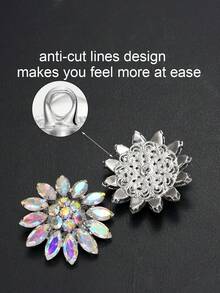 1pc Of Flower-Shaped Colorful AB Rhinestone Glass Metal Buttons With Copper Claws, Suitable For Decorating Fur Coats, Suits, Uniforms, Cardigans, Shirts, Wedding Dresses, And DIY Accessories For Bouquets And Bags. - Multicolor - View 7