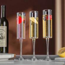 12/6/1pc Set Glass Champagne Flutes, 6oz Unbreakable Reusable Champagne Glasses, Stem Champagne Flutes Suitable For Wedding, Party, Bar - Transparent - View 8