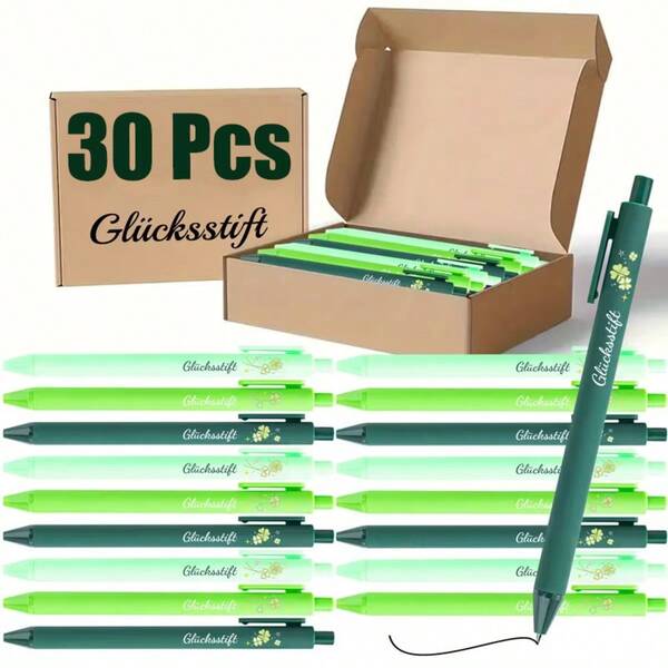 6/30 Pieces Lucky Pen Engraved With German Inspirational Proverbs, Retractable Medium Nib Ballpoint Pen-Ergonomically Designed Plastic Body For Employee Appreciation Gifts Nurse Gifts, Corporate Gifts