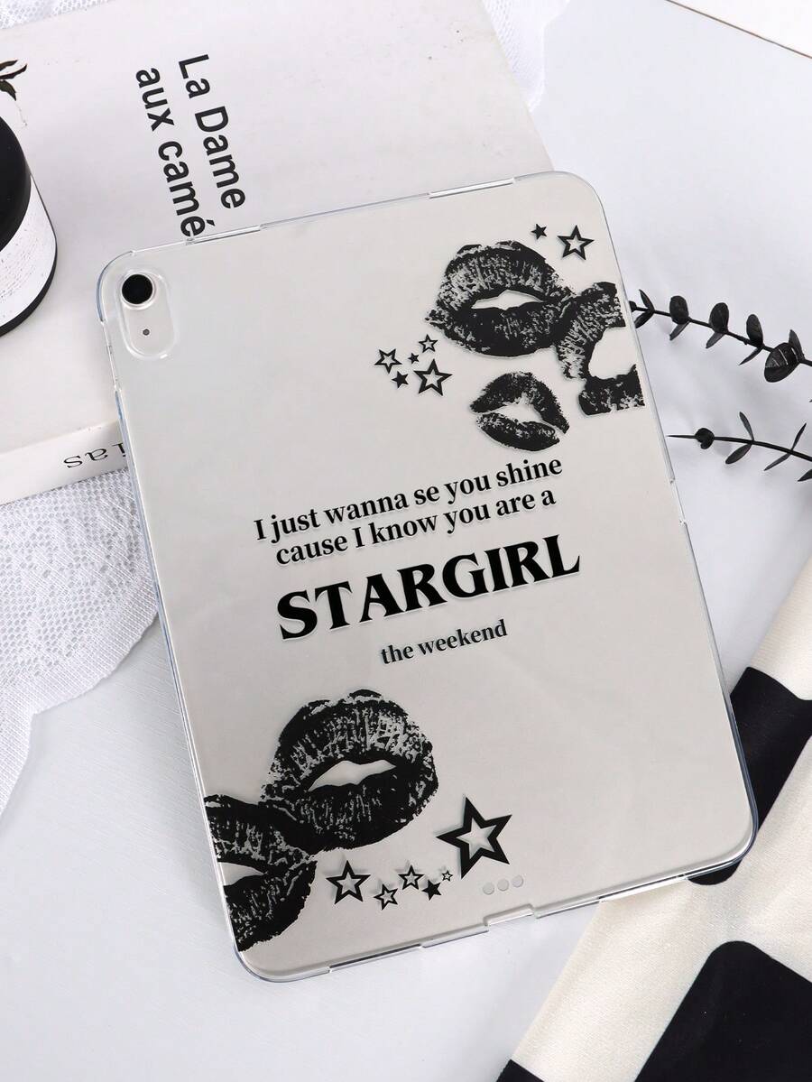 这款TPU软壳采用深色唇印和星形图案，兼容iPad Mini 1/2/3/Mini 4/Mini 5/Mini 6/Mini 7/Air/Air 2/9.7/10.2/10.5/Air 4/Air 5/10.9/Pro 11英寸/第十代/Air 11英寸 (M3) 2025/Pad (A16) 11英寸第十一代 2025、A7/A8。轻薄柔软，简约/个性化/创意/小众风格，TPU材质，透明设计，无笔槽。 - 彩色 - 查看 1