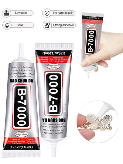 B7000 Rhinestone Glue, B-7000 Super Strong Transparent Industrial-Grade Adhesive, Suitable For Fabric, Phone Repair, Jewelry Making, Crystal Stones, Jewelry Setting, Rhinestone Earrings & Pendants, DIY Crafts