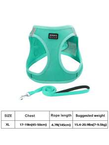 1 Set Reflective Cat/Dog Leash And Harness - Breathable Mesh Vest With Padded Nylon Leash Suitable For Small To Medium Dogs, No-Choke Dual D-Ring Design - Multicolor - View 21