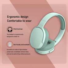 Wireless Over-Ear Bluetooth Headphones, Deep Bass Wireless Headphones With Mic, Noise Isolating, Lightweight Folding HiFi Stereo Headset For Travel/Tablet/PC/Home - 綠色 - 查看 7