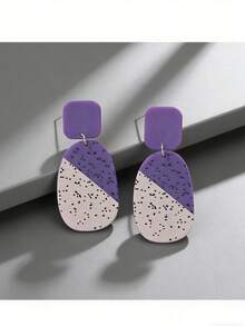 A Pair Of Gorgeous Wind Square Ellipse Black Spot Fashion Cute Clay Texture Acrylic Earring - New - View 4