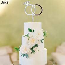 Bộ 28 món trang trí bánh bằng acrylic màu vàng, bao gồm các chữ cái từ A-Z và hình chiếc nhẫn, thích hợp cho đám cưới, tiệc đính hôn và trang trí bánh. - Nhiều màu - Xem 17