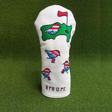 Premium Leather Golf Club Head Cover, White Bird Embroidery, For Driver, Wood, Hybrid Clubs - Multicolor - View 5