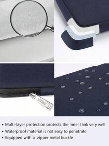 TECOOL 13-16 英寸笔记本电脑保护套，兼容 MacBook Air 13/15 M1/M2（2012-2025 年款）、MacBook Pro 13/14/15/16（2010-2022 年款）、14-15.6 英寸 HP Chromebook 和 Surface 笔记本电脑，防震、防水，带提手，蓝色 - 藍色 - 查看 4