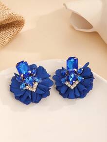 花朵和水钻装饰耳环 情人节、妈妈、母亲、母亲节、礼物 - 米色 - 查看 6