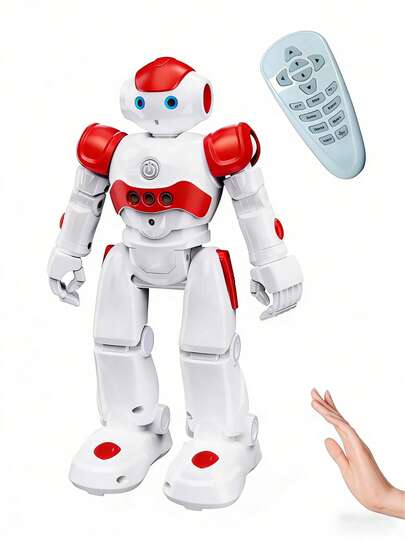 1 pieza Juguete robot de control remoto programable con sensor de gestos, robot interactivo que camina, canta y baila, con modos de canto y baile, recargable por USB, adecuado para niños y niñas de 3 a 12 años, regalo para cumpleaños/Navidad/Halloween/Pascua/Acción de Gracias/Año Nuevo