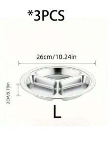 Set de 1/3 platos divididos de acero inoxidable, bandeja de servicio con 3 compartimentos de acero inoxidable, apta para fiestas, picnics, camping, cocina y comedor, regalo de Navidad - Plateado - Ver 13
