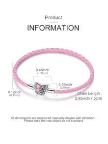1 Pair 925 Sterling Silver Butterfly Clasp Pink Braided Bracelet, Adds Dreamy And Charming Appeal To Daily Outfits - Silver - View 5