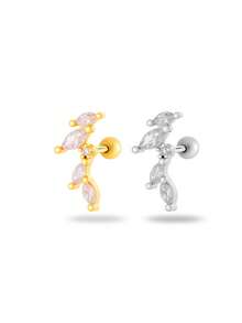 Toppiercing 1pc Micro-Inlaid Zirconia Creative Graphic Stainless Steel Cartilage Piercing Earring - Multicolor - View 4