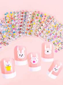30 miếng dán móng tay hình thỏ hoạt hình 3D dễ thương, 30 miếng dán tự dính chắc chắn có thể tái sử dụng - Thích hợp để trang trí móng tay cho tháng Ramadan, năm mới và ngày Valentine, thích hợp cho giải trí buổi tối, quà tặng dụng cụ làm móng nghệ thuật dành cho phụ nữ và bé gái - Nhiều màu - Xem 6