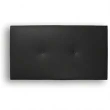 Grand Succès Client - Cabecero de Cama 135 Tejido Gris Claro Silvi - Tapizado, Estructura Madera, Hilera Botones Estilo Moderno - Fácil Instalación, Acolchado Confort - 135 cm, Tela Gris Claro 8AUT - Polipiel Negro - Ver 5