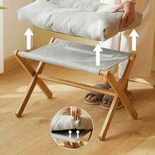 UnderDesk Footstool Chair Stool Rectangle Padded Rest Seat Pouffe Bamboo Legs - Multicolor - View 3