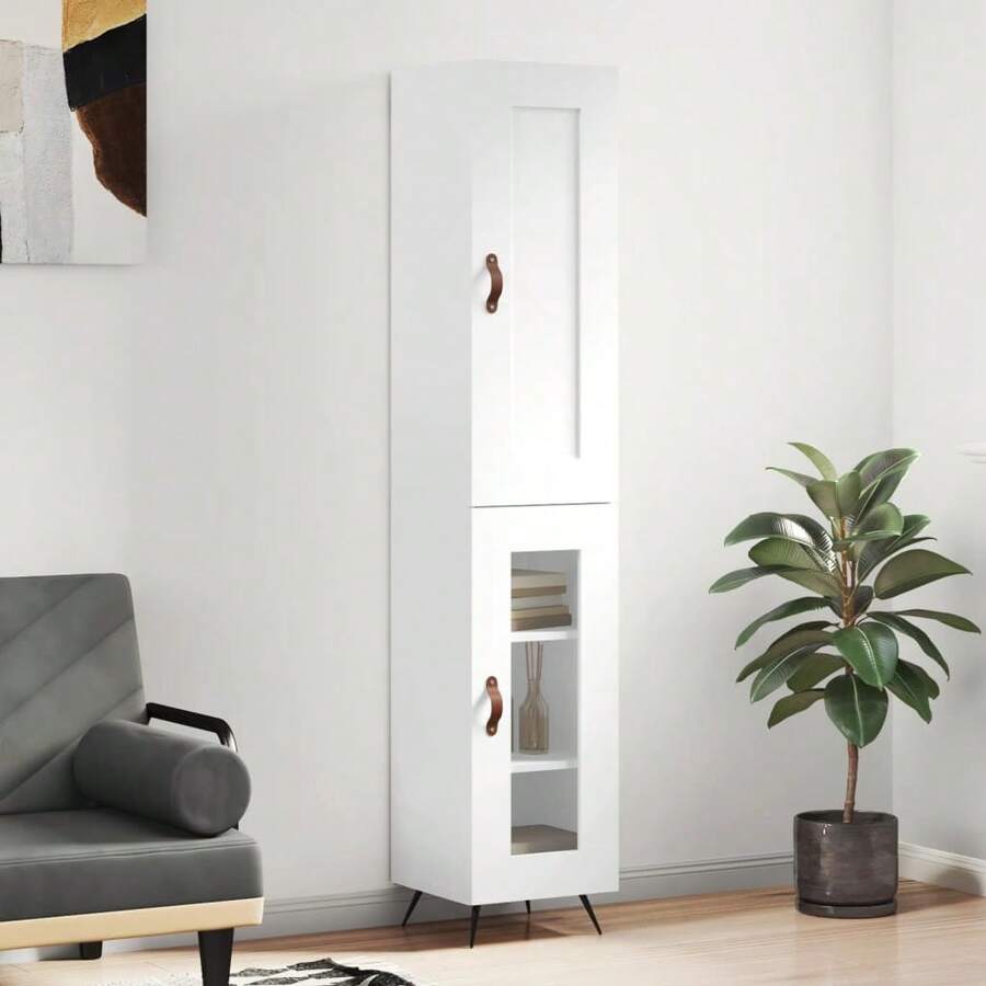 vidaXL Highboard bianco 34,5x34x180 cm in legno - Bianco - Visualizzare 1