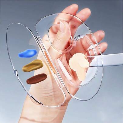 HMQ beauty Foldable Transparent Acrylic Makeup Palette, Portable Liquid Foundation Mixing Palette, Cosmetic Blending Tool With Spatula