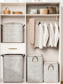 Foldable Clothes Storage Box With Handle, Large Capacity, Breathable Wardrobe, Zipper Handbag, Reinforced Portable Storage Bag, Suitable For Blankets, Bedding, Space-Saving Closet Organizer, Applicable To Bedroom, Home, Dorm, Also Can Be Used As Laundry Basket And Toy Storage - Multicolor - View 8